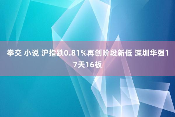 拳交 小说 沪指跌0.81%再创阶段新低 深圳华强17天16板