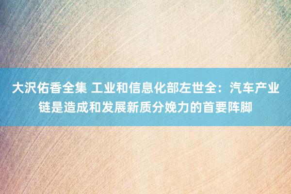 大沢佑香全集 工业和信息化部左世全：汽车产业链是造成和发展新质分娩力的首要阵脚