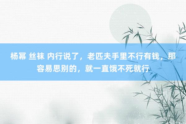 杨幂 丝袜 内行说了，老匹夫手里不行有钱，那容易思别的，就一直饿不死就行