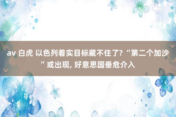 av 白虎 以色列着实目标藏不住了? “第二个加沙”或出现， 好意思国垂危介入