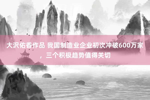 大沢佑香作品 我国制造业企业初次冲破600万家，三个积极趋势值得关切