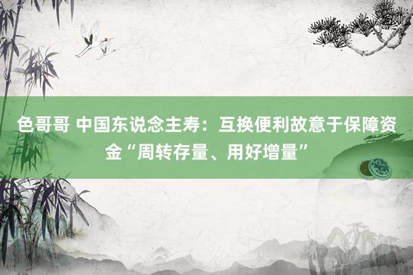 色哥哥 中国东说念主寿：互换便利故意于保障资金“周转存量、用好增量”