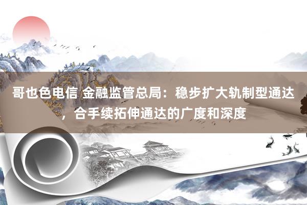 哥也色电信 金融监管总局：稳步扩大轨制型通达，合手续拓伸通达的广度和深度