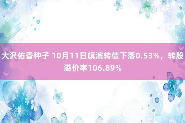 大沢佑香种子 10月11日旗滨转债下落0.53%，转股溢价率106.89%