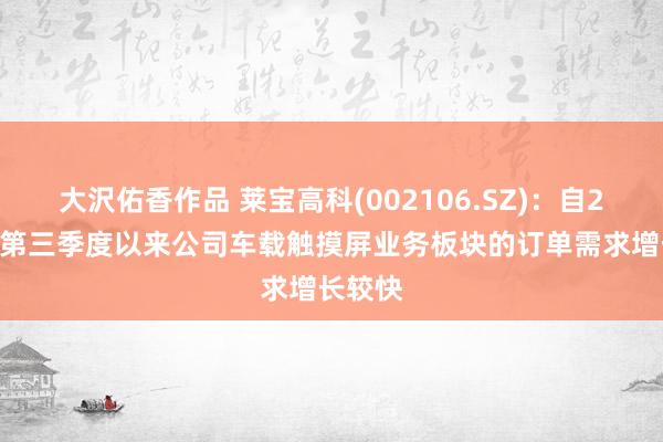 大沢佑香作品 莱宝高科(002106.SZ)：自2024年第三季度以来公司车载触摸屏业务板块的订单需求增长较快