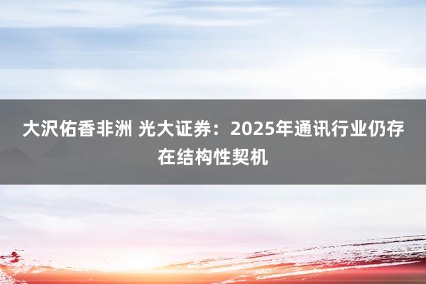 大沢佑香非洲 光大证券：2025年通讯行业仍存在结构性契机