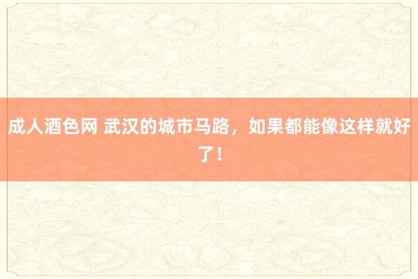 成人酒色网 武汉的城市马路，如果都能像这样就好了！