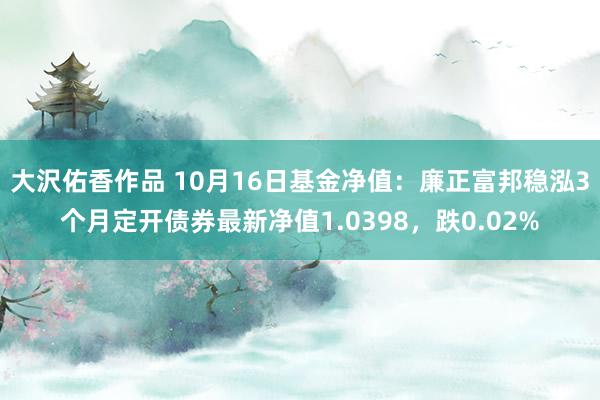 大沢佑香作品 10月16日基金净值：廉正富邦稳泓3个月定开债券最新净值1.0398，跌0.02%