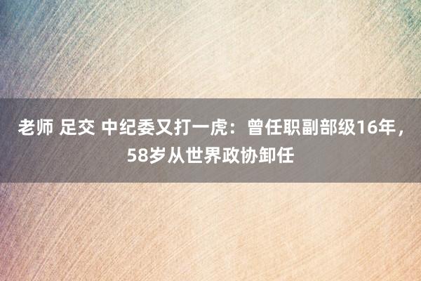 老师 足交 中纪委又打一虎：曾任职副部级16年，58岁从世界政协卸任