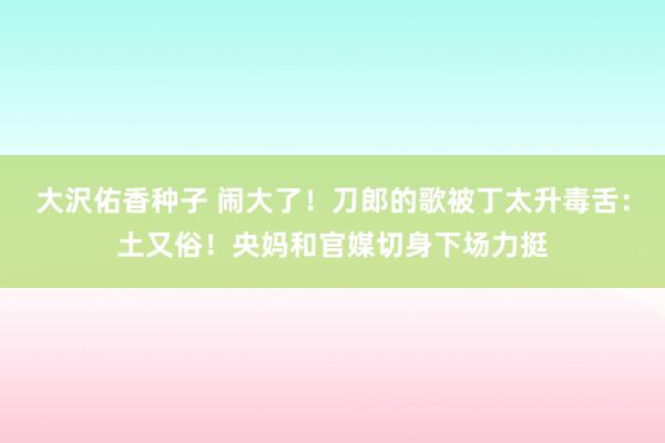 大沢佑香种子 闹大了！刀郎的歌被丁太升毒舌：土又俗！央妈和官媒切身下场力挺