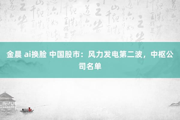 金晨 ai换脸 中国股市：风力发电第二波，中枢公司名单