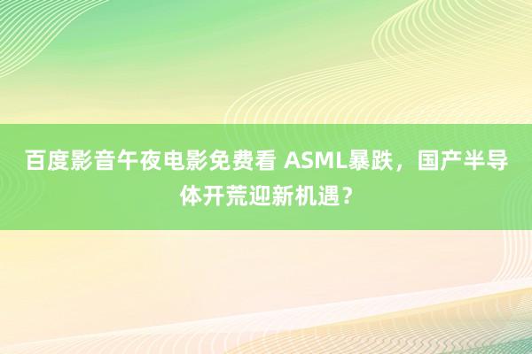 百度影音午夜电影免费看 ASML暴跌，国产半导体开荒迎新机遇？