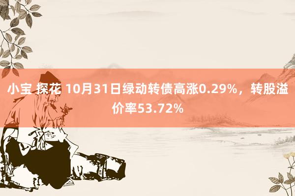 小宝 探花 10月31日绿动转债高涨0.29%，转股溢价率53.72%