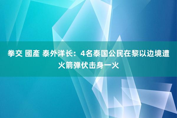 拳交 國產 泰外洋长：4名泰国公民在黎以边境遭火箭弹伏击身一火