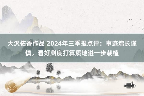 大沢佑香作品 2024年三季报点评：事迹增长谨慎，看好测度打算质地进一步栽植