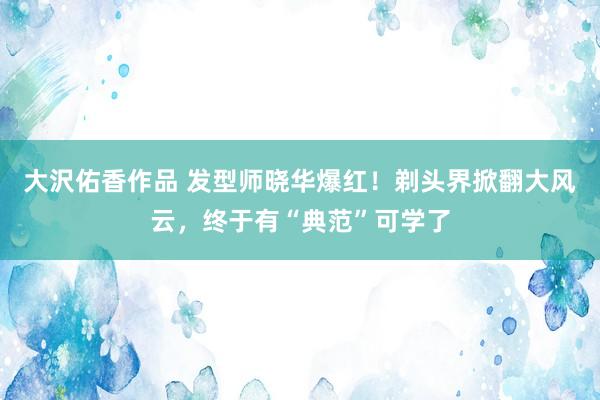 大沢佑香作品 发型师晓华爆红！剃头界掀翻大风云，终于有“典范”可学了