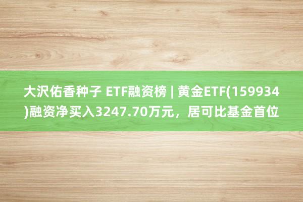 大沢佑香种子 ETF融资榜 | 黄金ETF(159934)融资净买入3247.70万元，居可比基金首位