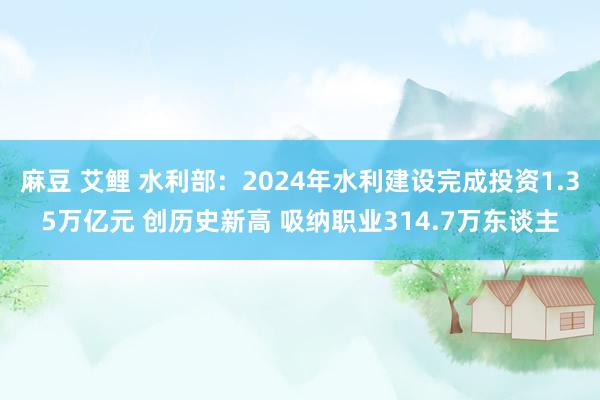 麻豆 艾鲤 水利部：2024年水利建设完成投资1.35万亿元 创历史新高 吸纳职业314.7万东谈主